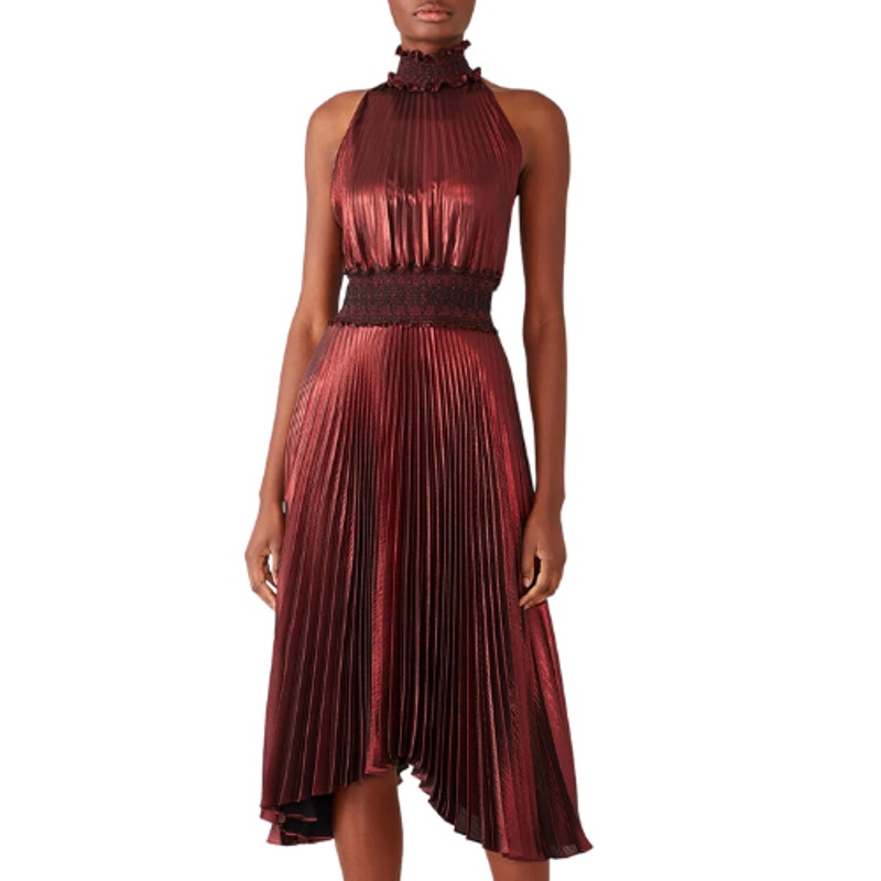 A.L.C. Scarlett Kravitz Dress Midi Metallic Euc Size 0